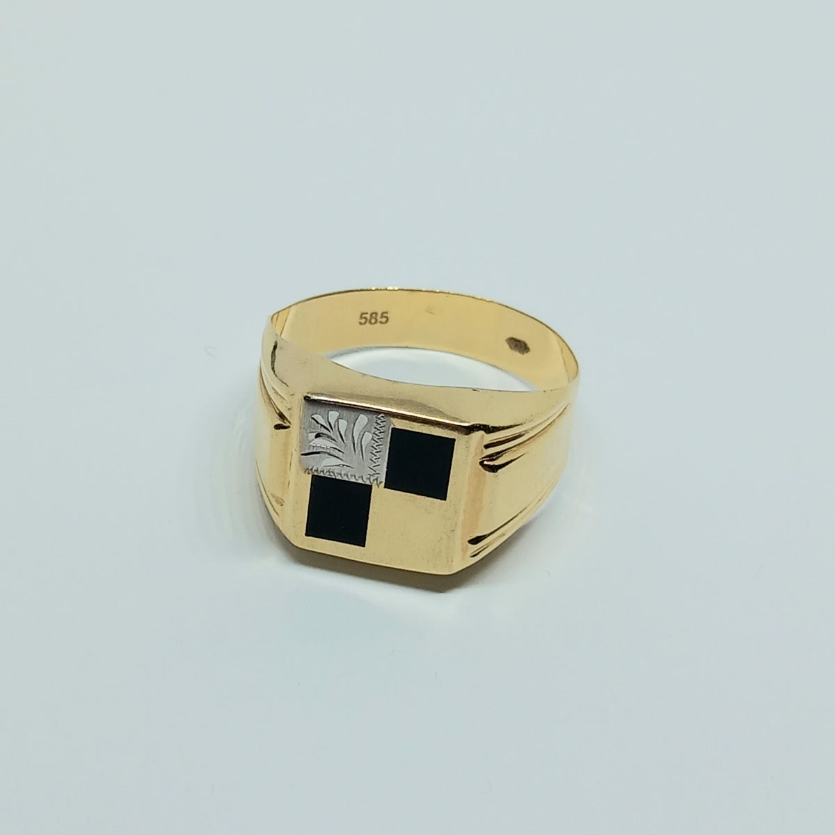Pánský prsten ze žlutého a bílého zlata 14k . vel. 69 . 4,68g . stav A1