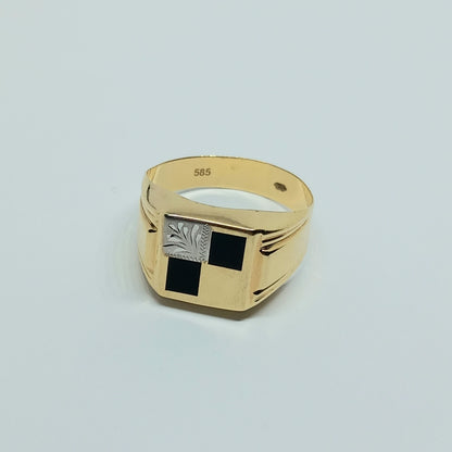 Pánský prsten ze žlutého a bílého zlata 14k . vel. 69 . 4,68g . stav A1