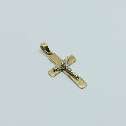 Přívěšek ze žlutého a bílého zlata 14k . Kříž . 0,82g . stav A1