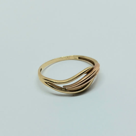 Dámský prsten ze žlutého a růžového zlata 14k . vel. 62 . 2,15g . stav. B