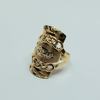 Zlatý prsten ze žlutého zlata 14k . vel. 58 . 4,68g . stav A