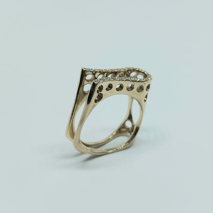 Zlatý prsten 14k 585/1000 - zlato bílé - použité - vel. 58