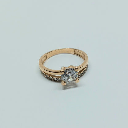 Zlatý prsten 14k 585/1000 - zlato růžové - použité - vel. 51