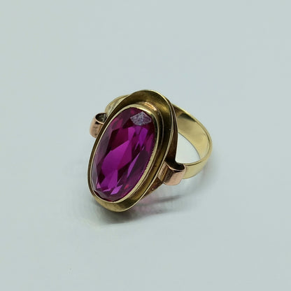 Zlatý prsten 14k 585/1000 - zlato žluté a červené - použité - vel. 53