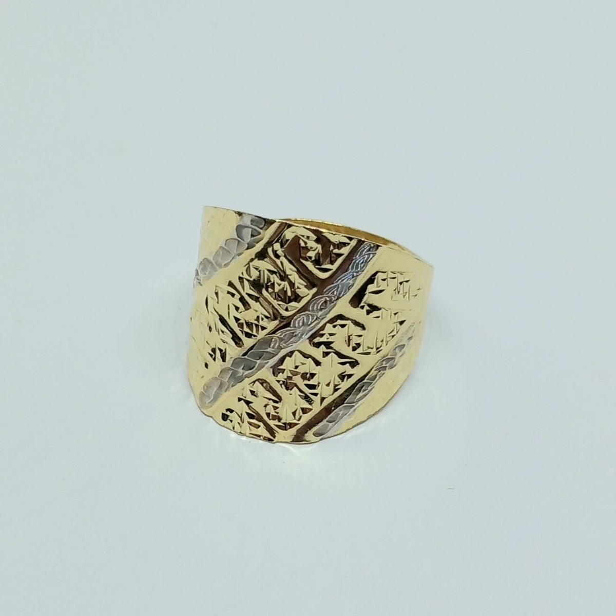 Dámský prsten ze žlutého a bílého zlata 14k . vel. 58 . 2,70g . stav B