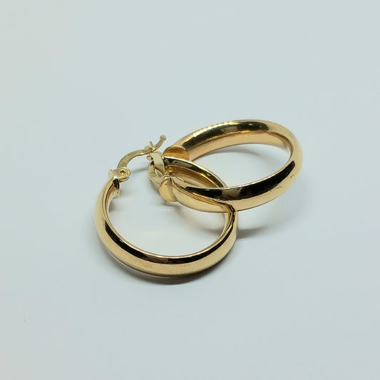 Náušnice ze žlutého zlata 14k . Kruhy . 3,45g . stav A1