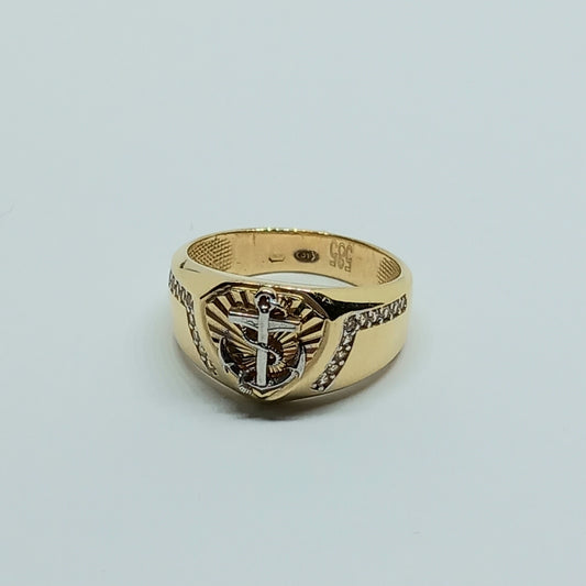 Dětský prsten ze žlutého a bílého zlata 14k . vel. 50 . 3,23g . stav A1