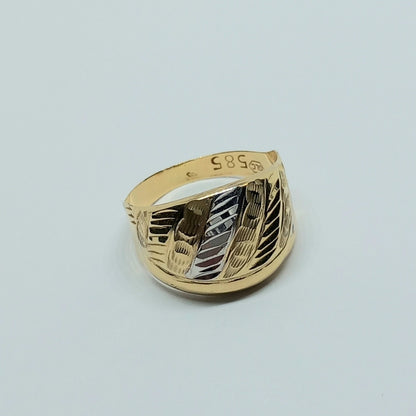 Dámský prsten ze žlutého a bílého zlata 14k . vel. 58 . 1,89g . stav B