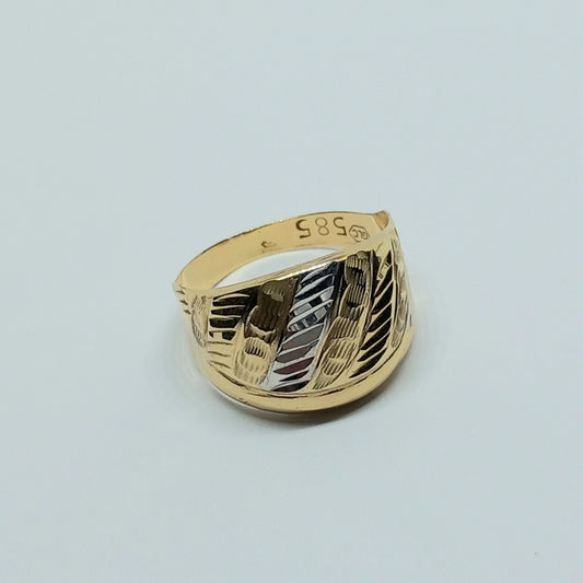 Dámský prsten ze žlutého a bílého zlata 14k . vel. 58 . 1,89g . stav B