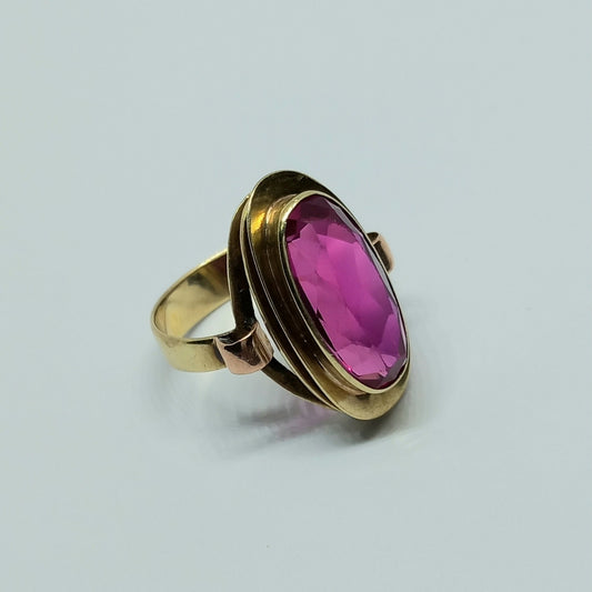 Zlatý prsten 14k 585/1000 - zlato žluté a červené - použité - vel. 53