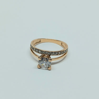 Zlatý prsten 14k 585/1000 - zlato růžové - použité - vel. 51