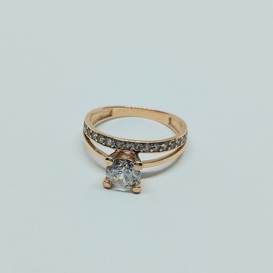 Zlatý prsten 14k 585/1000 - zlato růžové - použité - vel. 51